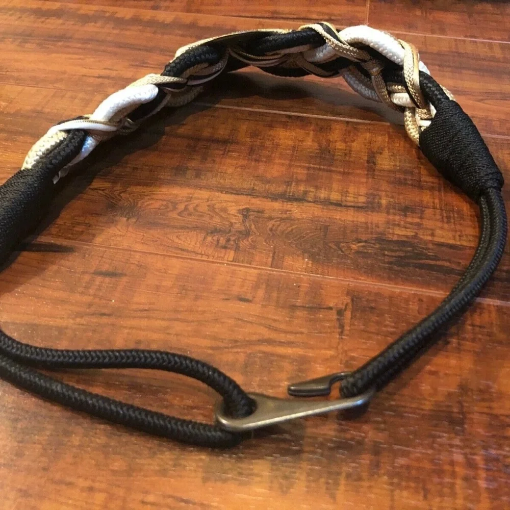 Vintage Glam Rock Braided Rope Statement Waist Belt S 27.5